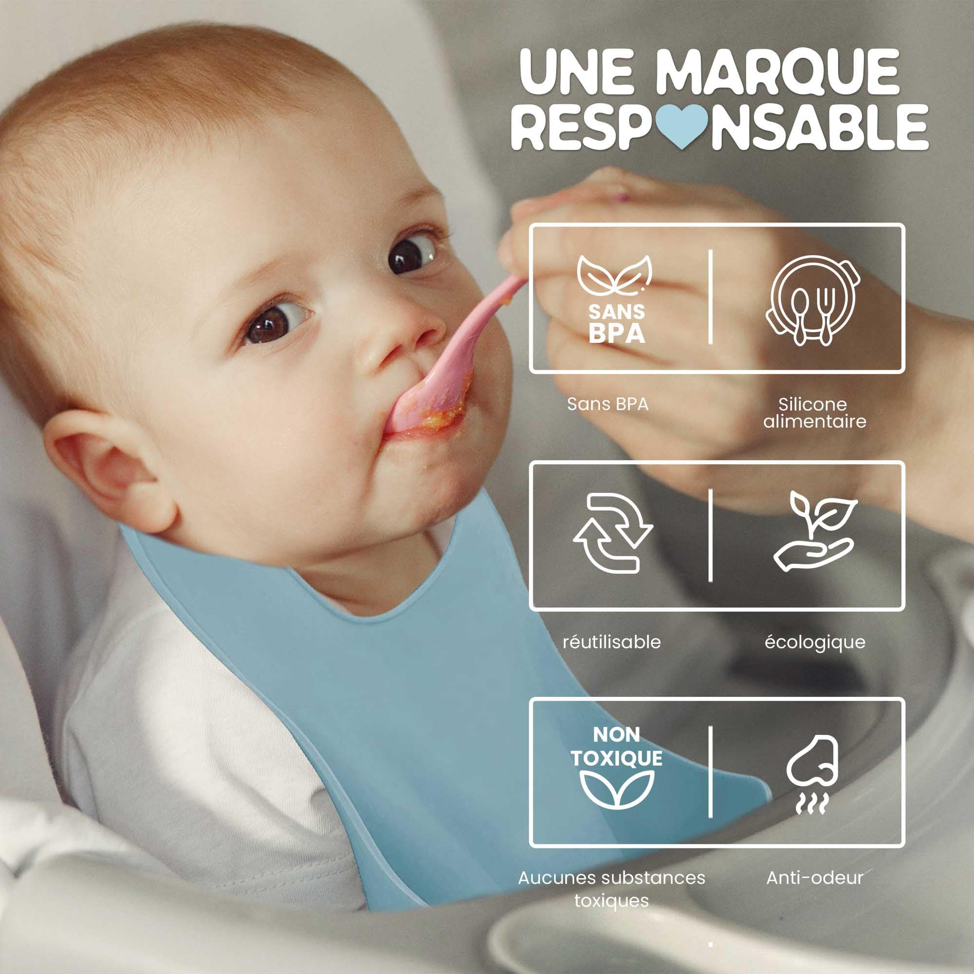 coffrets repas pour bébé Silicone, Lot de 6, Assiette Ventouse, 3 Compartiments pour Bébé, Set Couverts, Bol Ventouse, Bavoir Réglable, Tasse d’Apprentissage