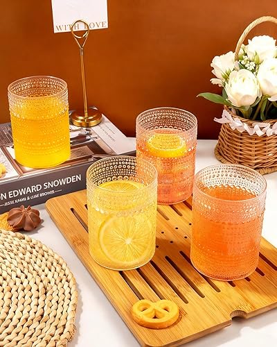 Miniatura 2 de YOUBET 24 vasos de plástico para beber, 14 onzas, transparentes, vintage, vasos desechables con cuentas para jugo, vino, fiesta