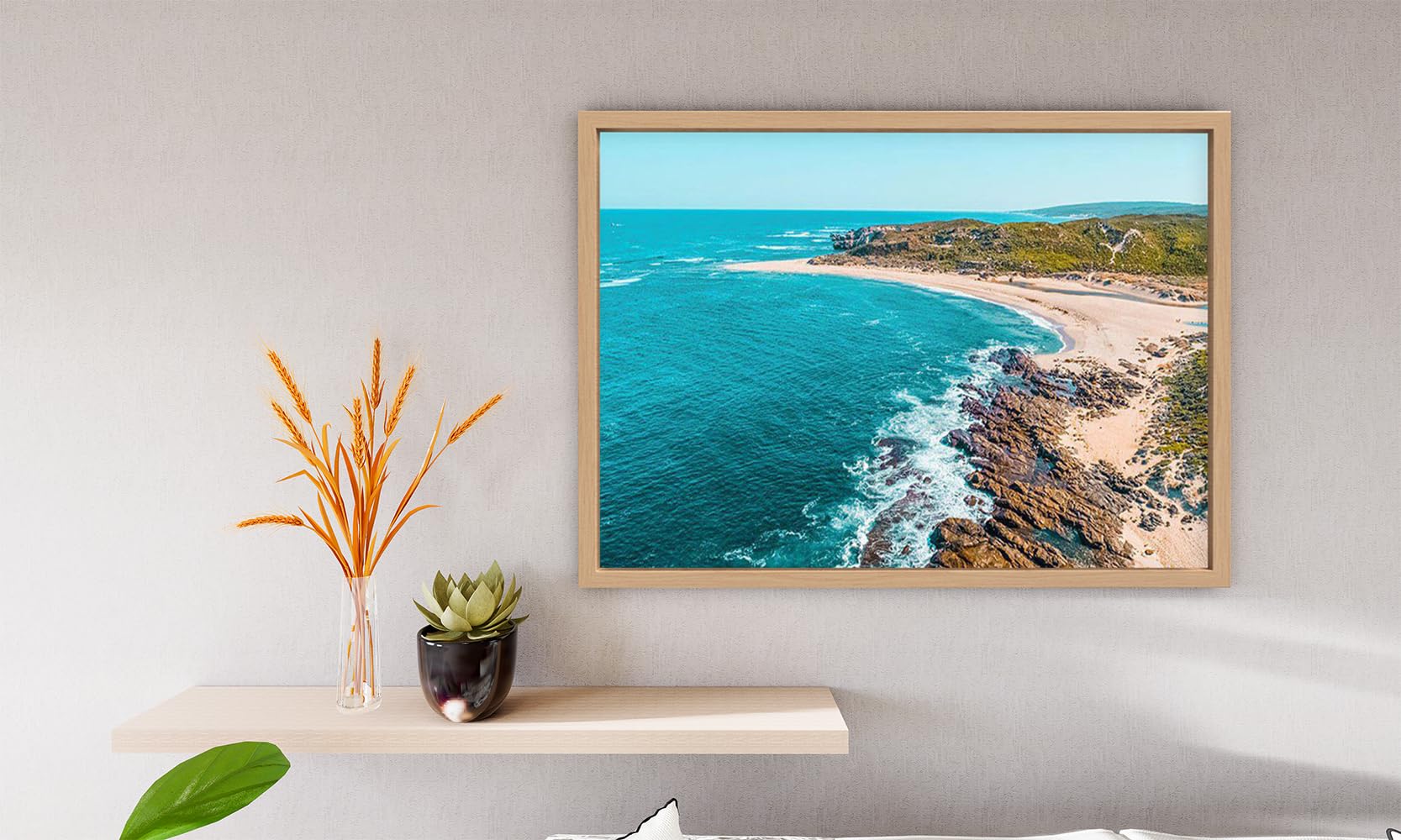 VERRE ART Printed Framed Canvas Painting for Home Decor Office Wall Studio Wall Living Room Decoration (14x10inch Wooden Floater) - Margaret River