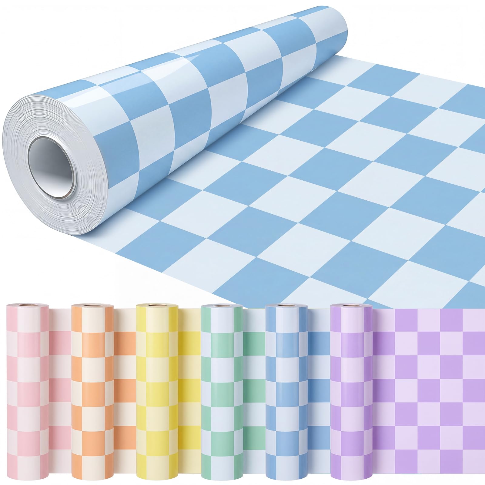 Funrous 6 rollos de papel de tablero de anuncios a cuadros, tablero de anuncios de regreso a clases, papel de fondo recubierto de papel para decoración de aula para profesores, decoración de pared