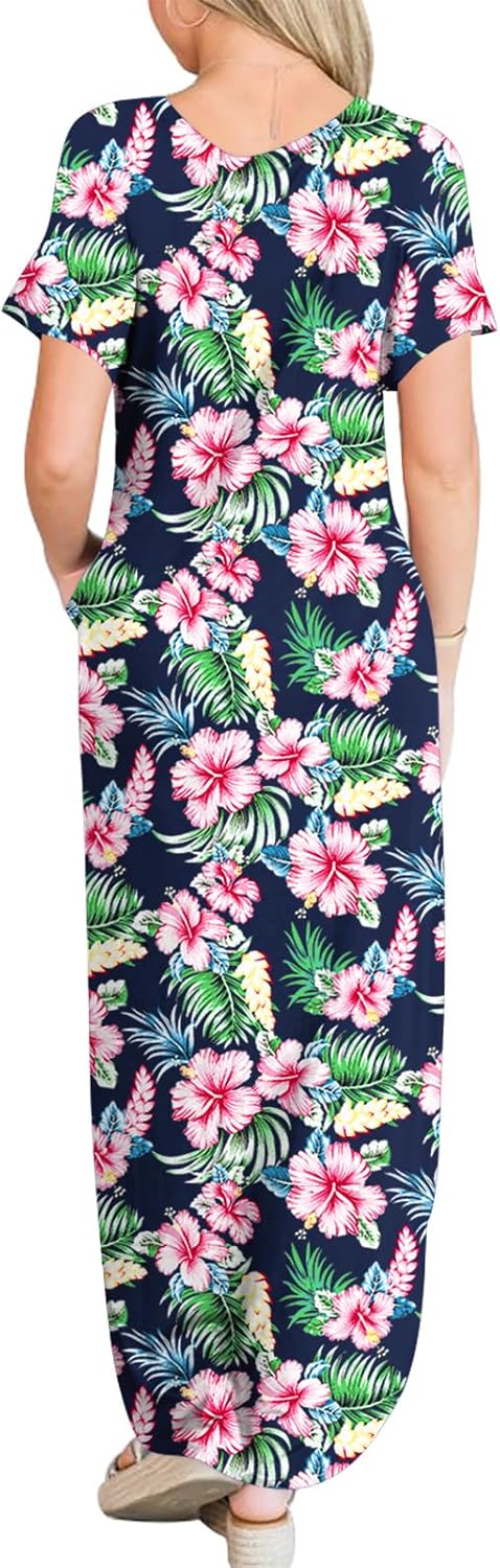 ANRABESS Womens Summer Maxi Dress Short Sleeve Casual Loose Long T Shirt Dresses Split Vacation Beach Sundress Travel Outfits - Image 4