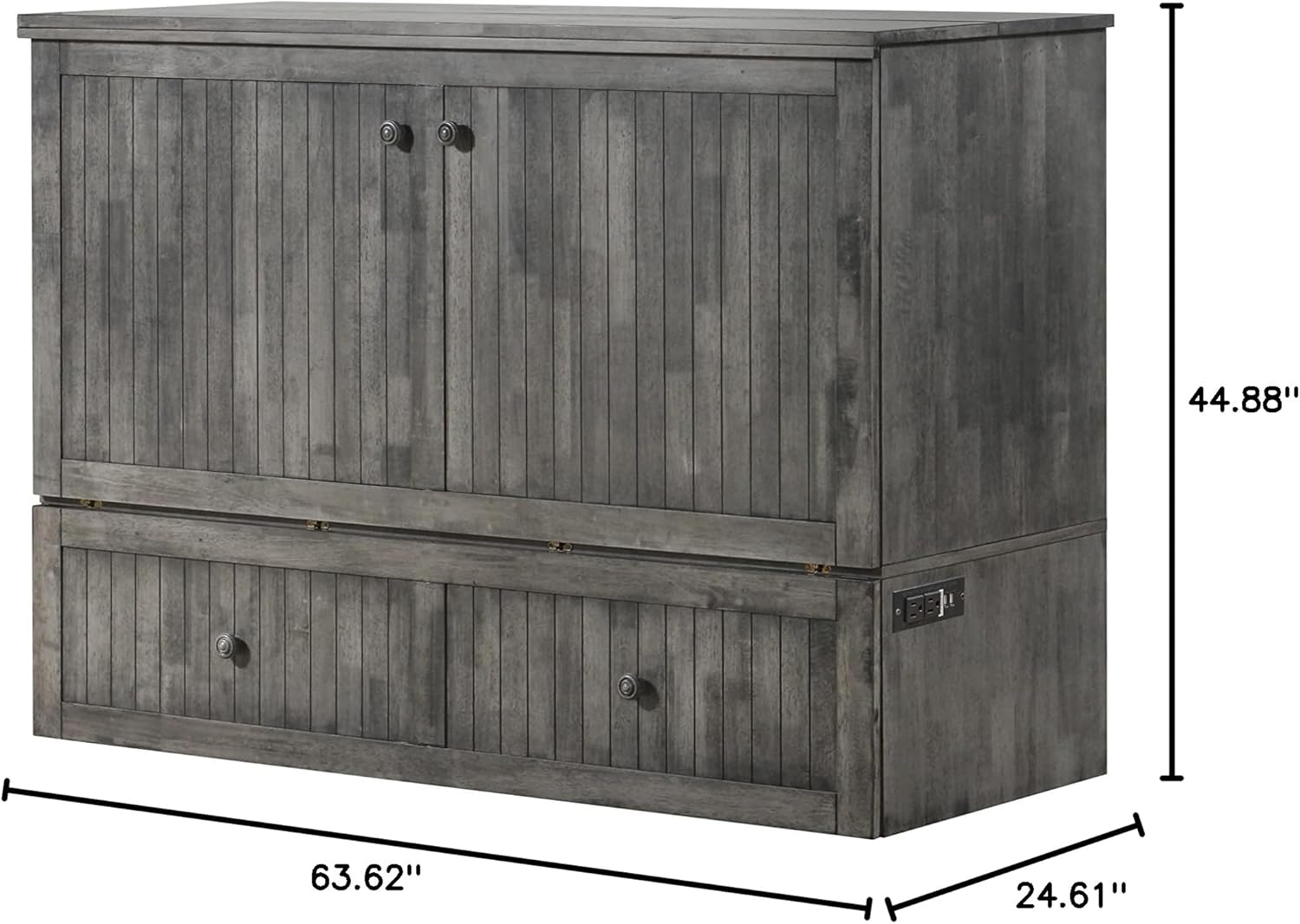 Mega Solutions Murphybedz Tuscany Murphy Cabinet Chest Bed with Charging Station 6 Inch, Queen (Galaxy Grey)