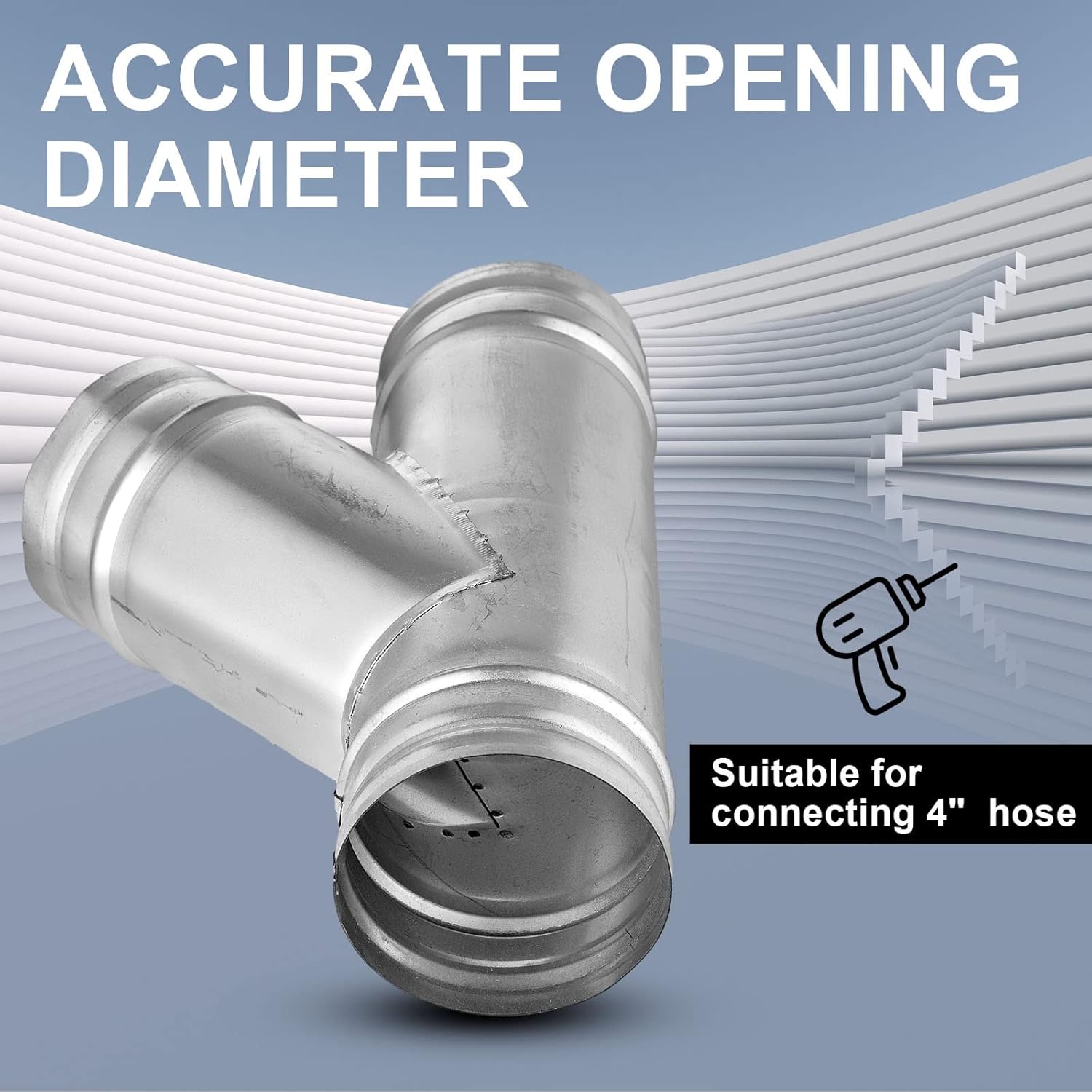 Tatuo 4'' Duct Splitter 3 Way Hose Connector Metal 45 Degree Y Shaped 4 Inch Duct Connector for Exhaust Fan Dryer Vent Hose Split Ventilation Intake Outlet Kitchen and Bathroom Applications