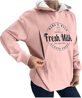 Felpa Con Cappuccio Per Allattamento Donna - Zip Laterale, Manica Lunga In Poliestere - Comoda E Fashion Per Gravidanza E Post Parto - Foto 8