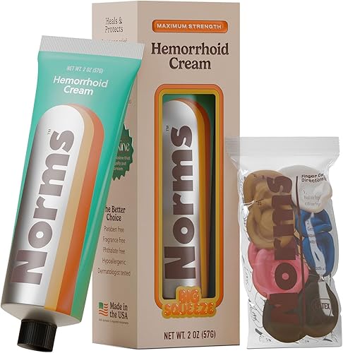 Norms Crema de tratamiento de hemorroides, fuerza máxima 5% lidocaína, alivio rápido para el dolor hemorroidal, hinchazón, picazón, con fenilefrina