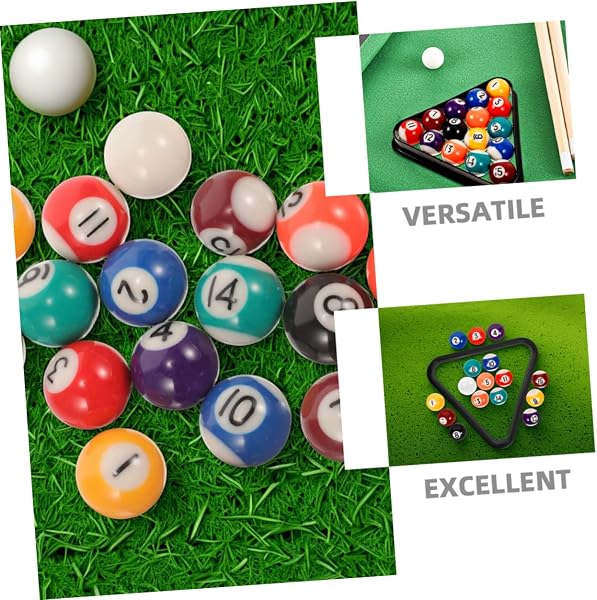 Toyvian Juego de Mini Bolas de Billar con Triángulo, Set de Bolas de Resina para Mesa de Billar Pequeña o Infantil Accesorios de Portátiles para Entrenamiento y Juego en Casa - 3