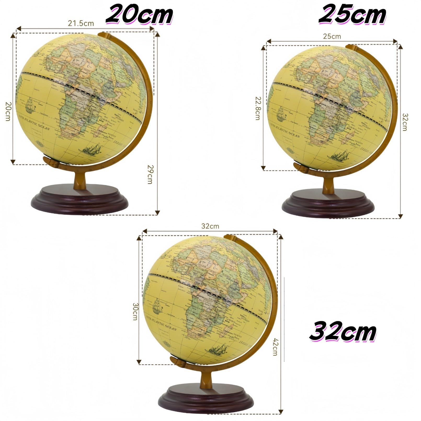 Amazon.co.jp: Ziuuihu 地球儀 アンティーク調 14cm 20CM 25CM 32CM