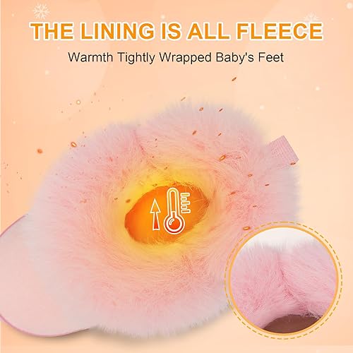 Miniatura 3 de FEETCITY Botines para bebés, pantuflas para niños y niñas, acogedores botines de forro polar, zapatos de primera caminata, calcetines cálidos,