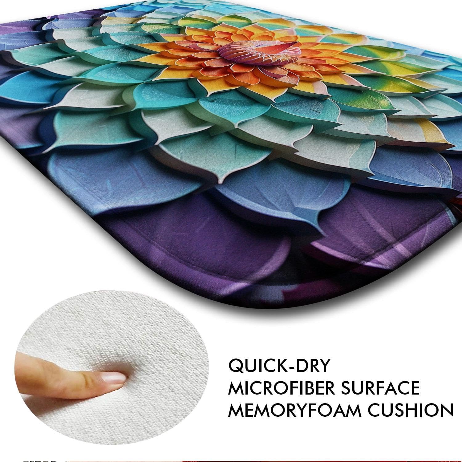 3D Flower 52 Premium Non-Slip Memory Foam Bath Mat – Absorbent, Quick-Dry, Machine Washable, Soft & Plush Bathroom Rug for Ultimate Comfort - S - Image 4