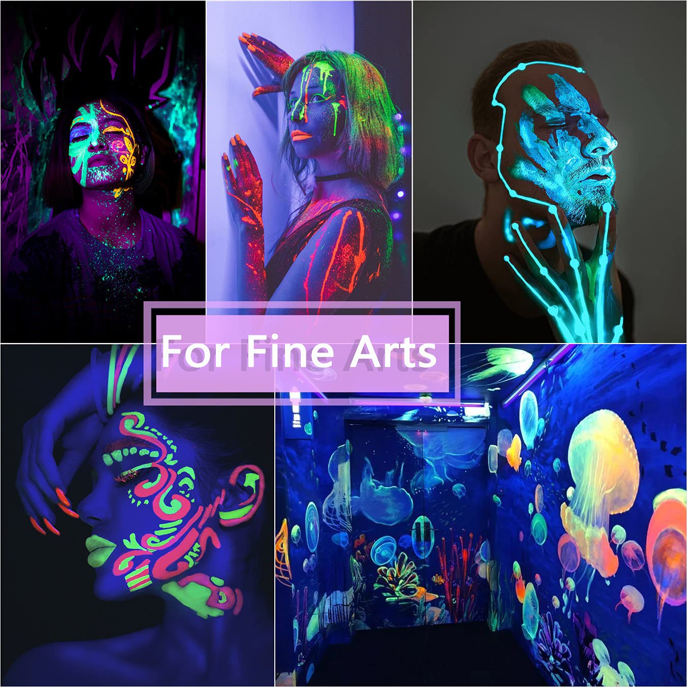 Set 12 Poudres Fluorescentes DEWEL 20g - Pigment Résine UV