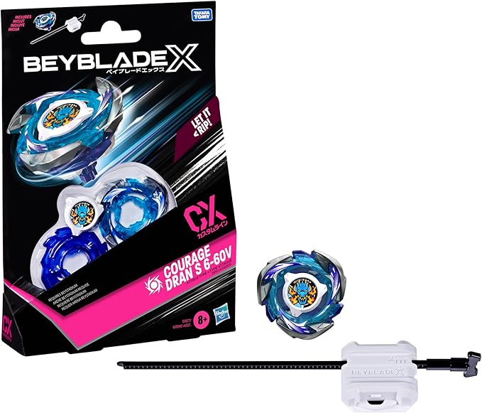 Bey Blade X Courage Dran S 6-60V CX Starter Pack Set, Attack Type Top and Launcher; Authentic Takara Tomy Battle Tops Games, Toys for Boys and Girls 8+