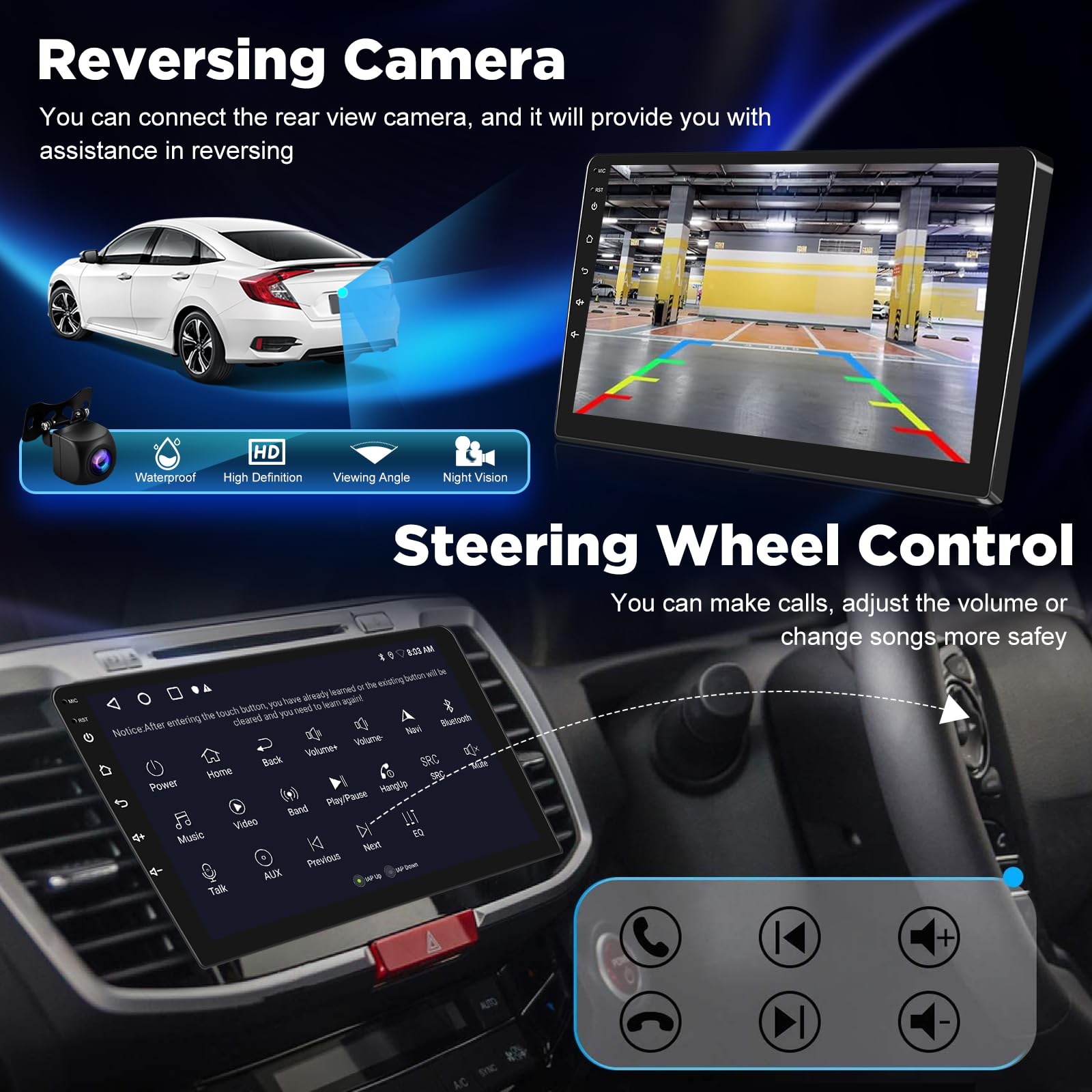 Autoradio pour Peugeot 3008 2009-2015, [2G+64G] Android 9 Pouces Touch Screen Radio with Wireless Carplay and Android Auto/Bluetooth/WiFi/Bluetooth/EQ/FM RDS Radio