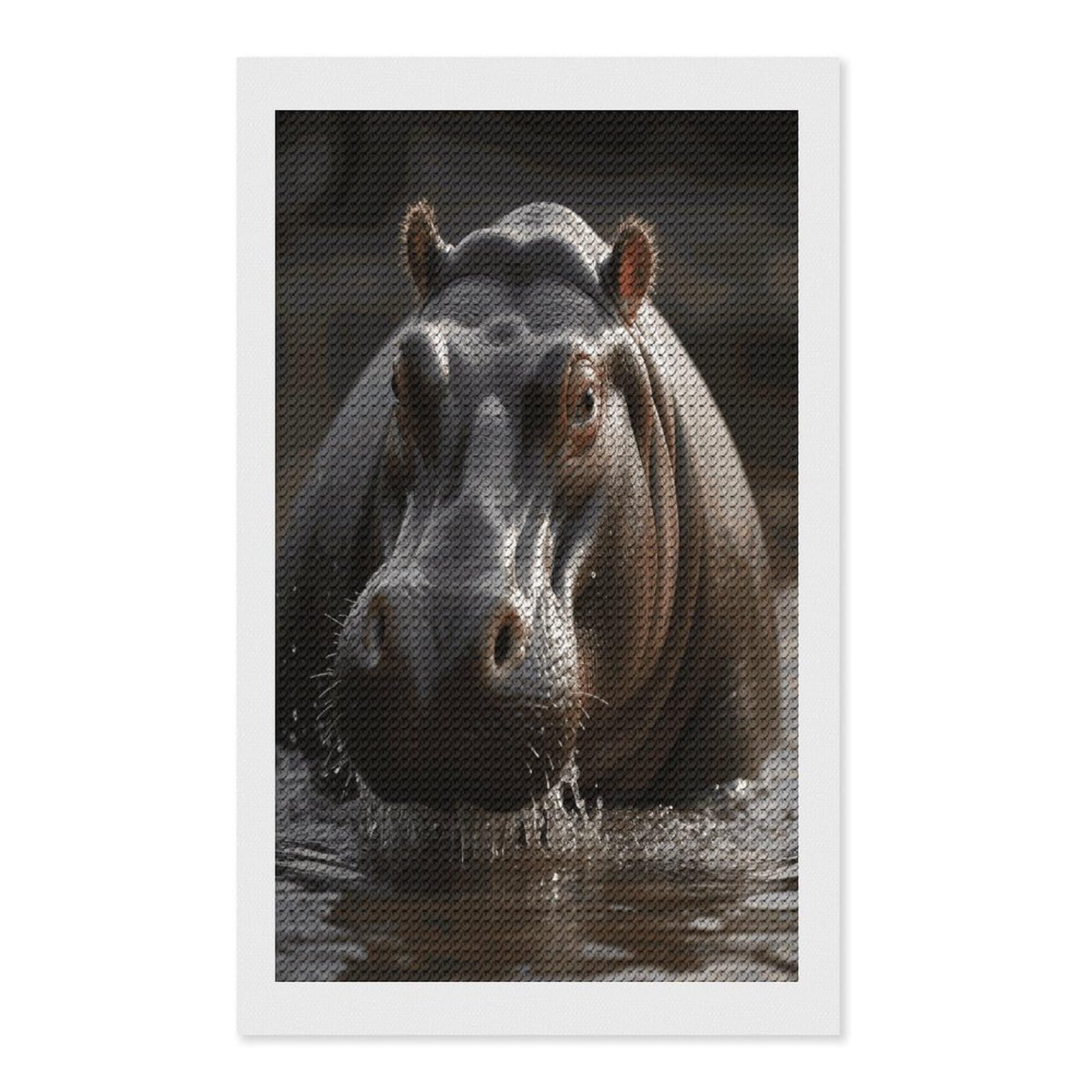FekiLoot Hippo Diamond Art Kits for Adults Diamond Painting Kits for Beginners DIY Diamond Art Kits Round Full Drill Diamond Dot Gem Painting for Home Wall Decor Gift 12"x20"