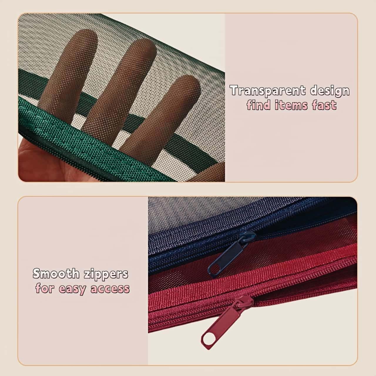 5 Pack Small Mesh Pencil Pouch Bags with Zipper, 8.5" x 2.5" Small Mesh Zipper Pouch Bags for Purse, Travel Pouches for Daily Toiletries, Small Cosmetic Bag for Purse (Pencil Pouches)