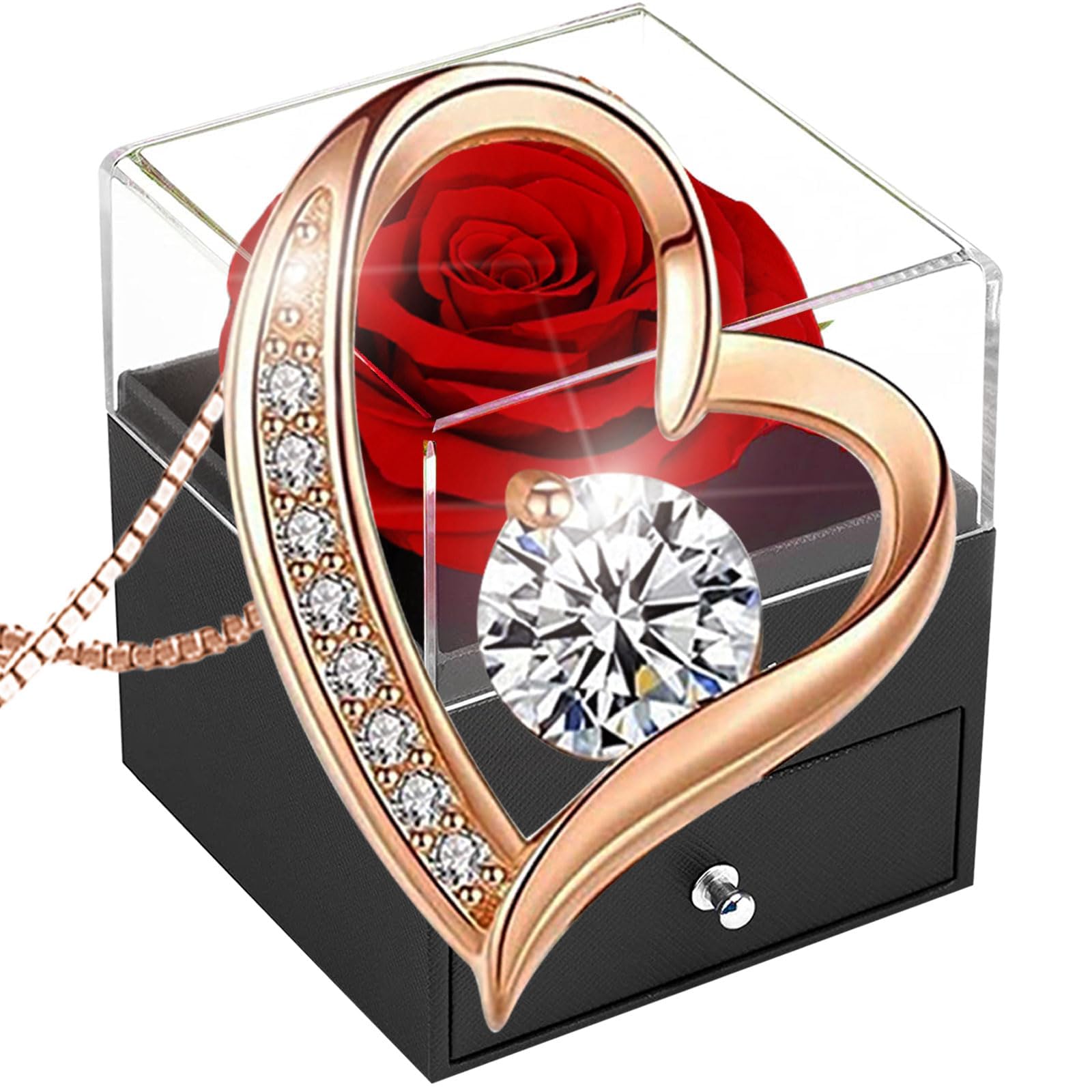 SWEETIME Ewige Rose Infinity Rosen,Konservierte Rose,Echte Rose Box, Mama,Frauen Geschenk am Valentinstag,Hochzeitstag.