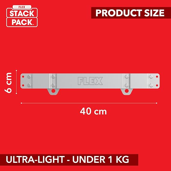 FLEX - Stack Pack Tool Storage System Set - Tool Holding Side Rails - Pack of 2-531471 - Includes Screw-On Adapter for Tool Boxes - Workshop Storage, Work Tools