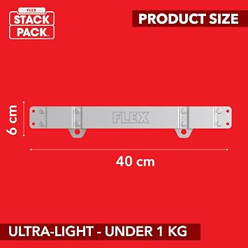 FLEX - Stack Pack Tool Storage System Set - Tool Holding Side Rails - Pack of 2-531471 - Includes Screw-On Adapter for Tool Boxes - Workshop Storage, Work Tools