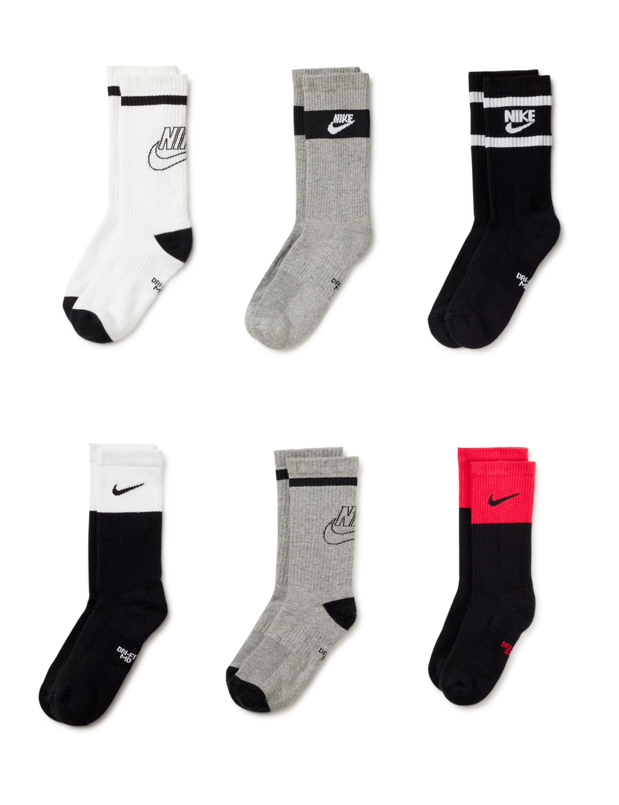 Nike Unisex Kids' Everyday Cushioned Crew Socks (6-Pack) | Boys and Girls