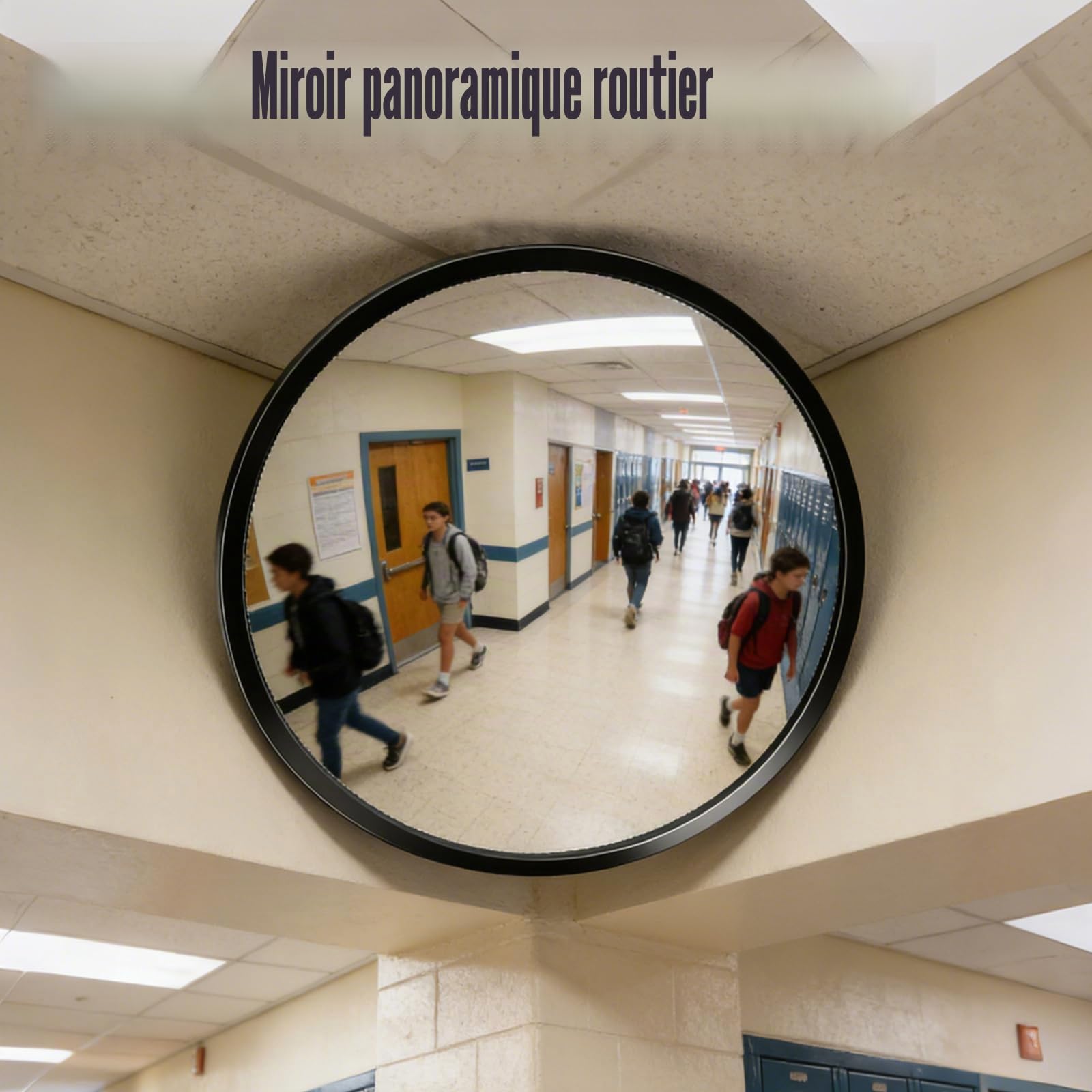 Ø30cm Miroir de circulation convexe de Surveillance, Acrylique Miroir Routier Sortie Garage Exterieur de rue Interieur pour Stationnement, Circulation Grand Angle pour la Sécurité, noire