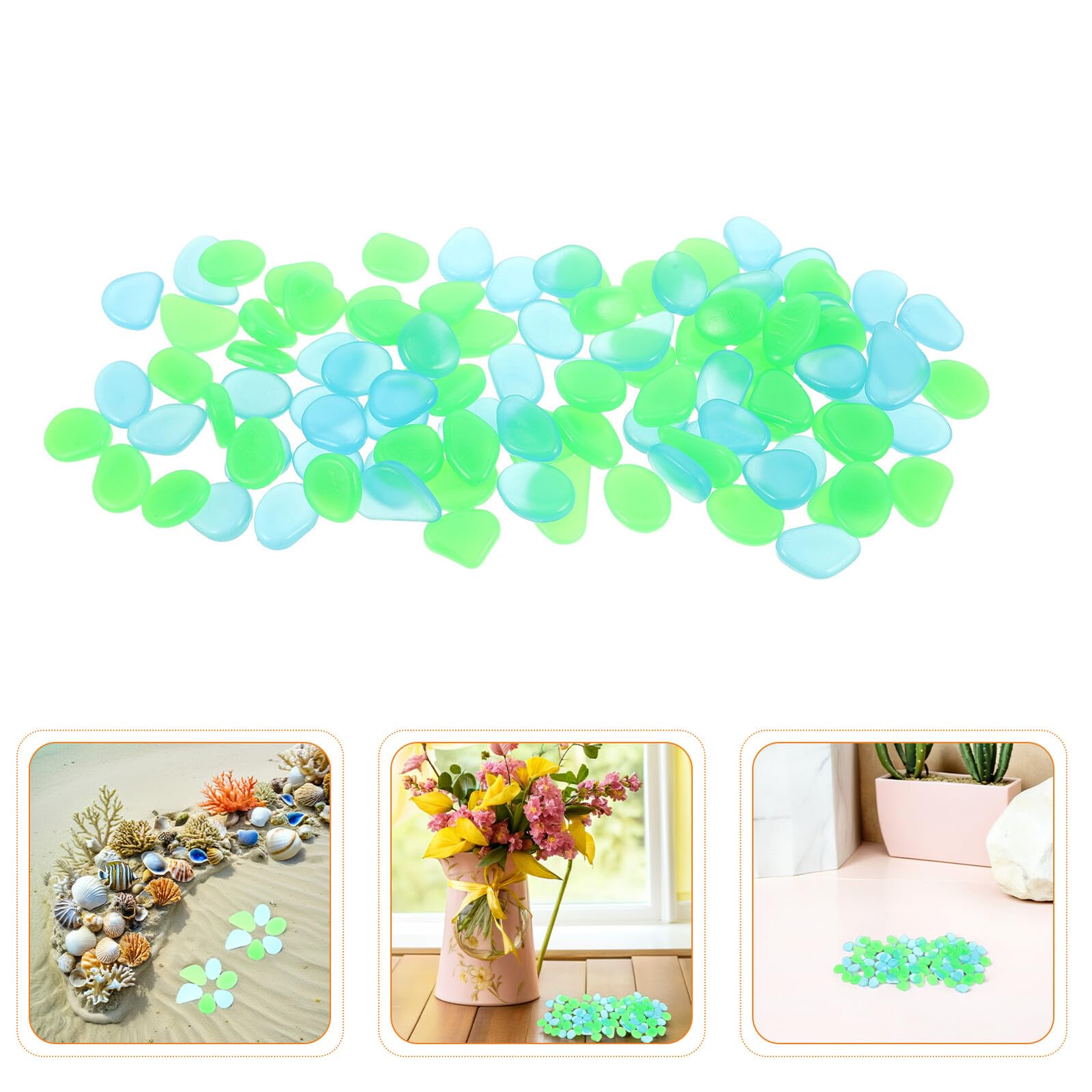 Abaodam 500 Pietre Fosforescenti per Acquari e Giardino Ciottoli Decorativi in Resina Blu-Verde 20-30 MM Ghiaia Luminosa per Rocce Acquario e Decorazioni Esterni