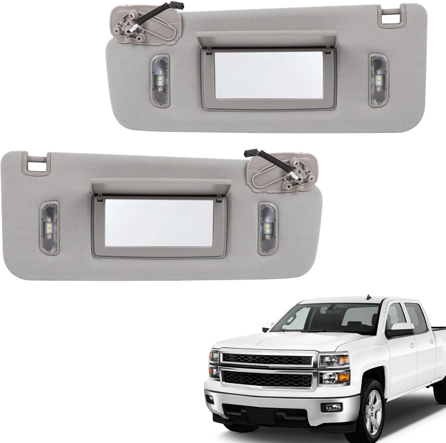 Left and Right Sun Visor Gray Compatible with 2015-2019 Chevrolet Silverado Suburban Tahoe GMC Sierra Yukon/XL Cadillac Escalade/ESV#22870346 23459643