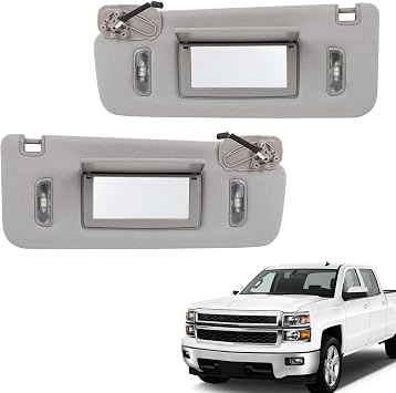 Left and Right Sun Visor Gray Compatible with 2015-2019 Chevrolet Silverado Suburban Tahoe GMC Sierra Yukon/XL Cadillac Escalade/ESV#22870346 23459643
