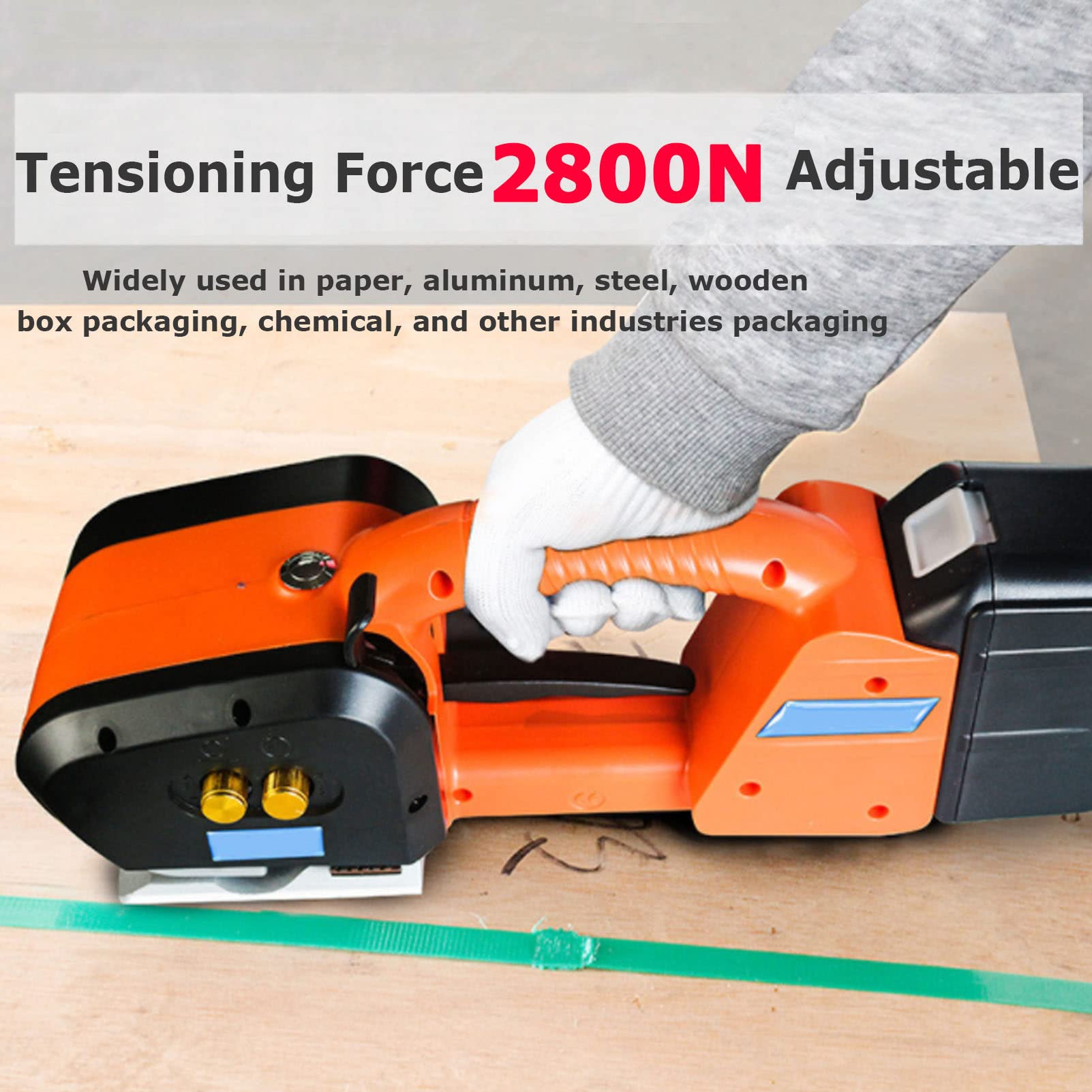 Outil de cerclage Automatique pour feuillards PP/Pet, Batterie 6000 mAh, Machine de cerclage électrique, Outils de cerclage alimentés par Deux Batteries, 1 Batterie