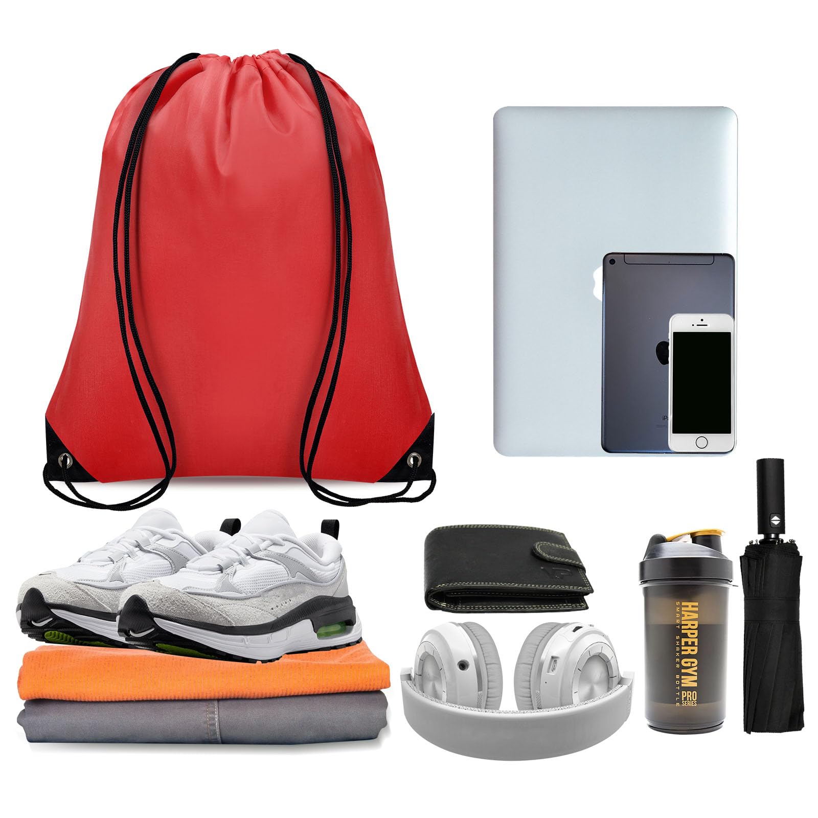 Grneric Sac à dos en nylon avec cordon de serrage pour salle de sport, fête, voyage