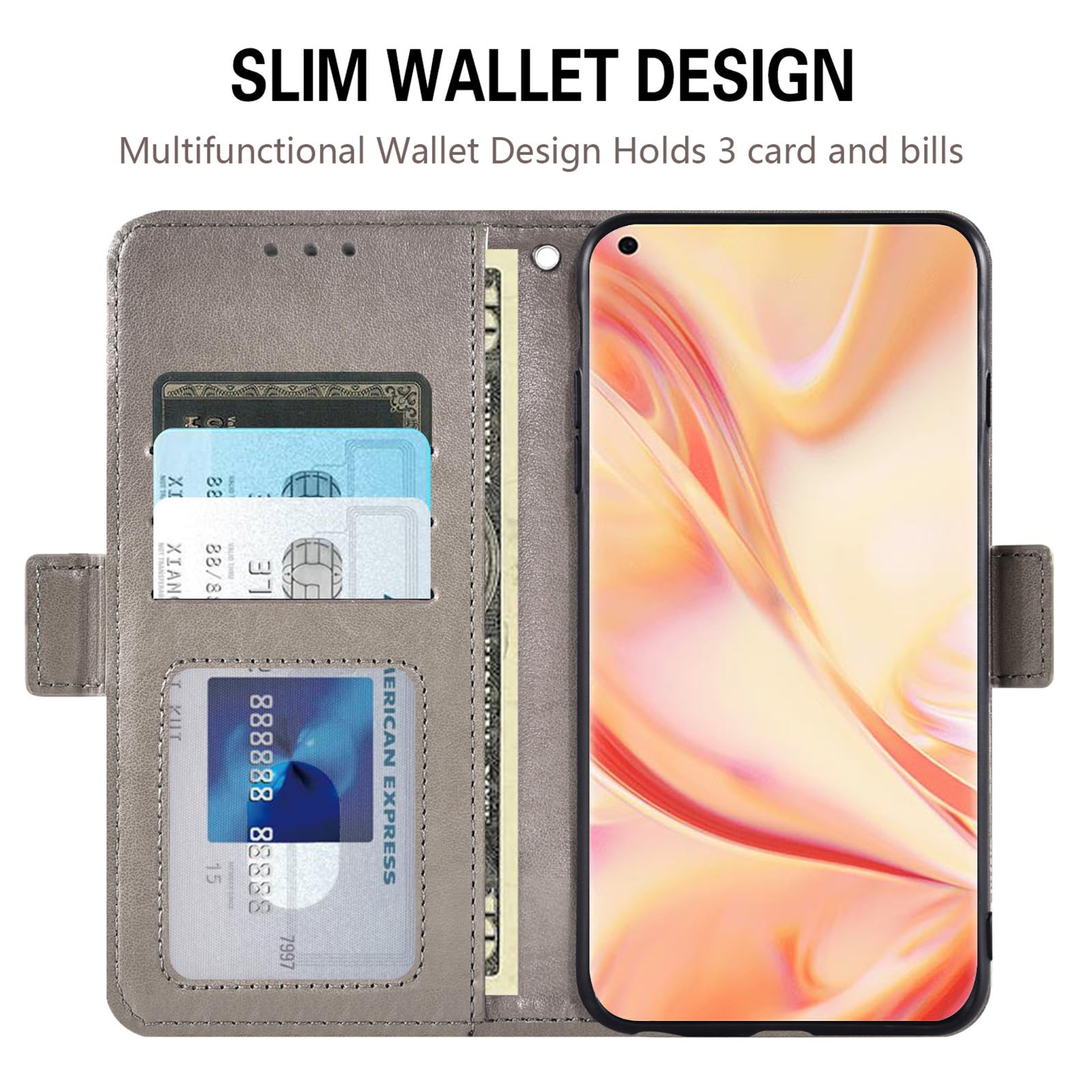 Asuwish Cover A Libro Per OPPO Find X2 Pro – Custodia Portafoglio In Pelle Con Portacarte, Supporto, Include Vetro Temperato, Colore Rosso - 2