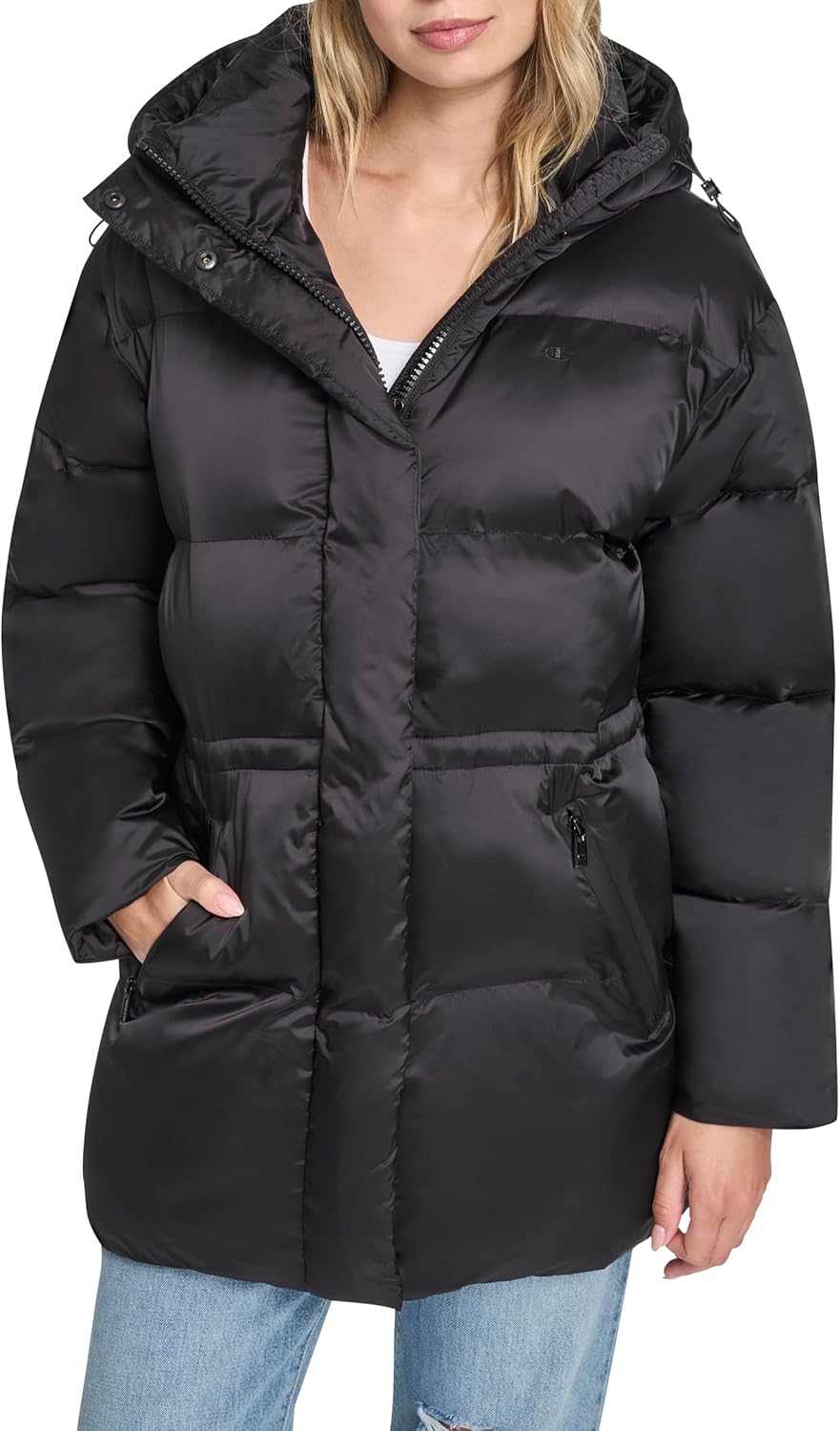 Champion womens Cinch Waist Quilted Puffer Jacket