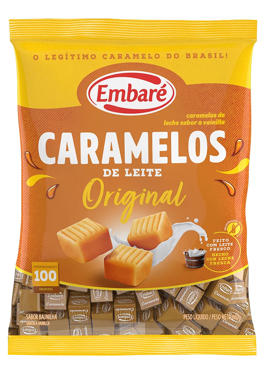 Bala De Caramelo De Leite Original Sabor Baunilha Embaré 660g