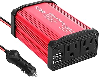 ALLWEI 300W Car Power Inverter DC 12V to 110V AC Power inverters for Vehicles Converter with 4.8A Dual USB AC Car Charger Adapter (Red), SGR-NX3011SK-6