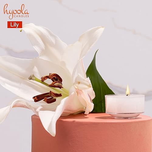 Miniatura 4 de HYOOLA Velas aromáticas de vela – Taza transparente – Velas perfumadas de Lily Tealight – 6 horas de tiempo de combustión – Paquete de 15 – Lily