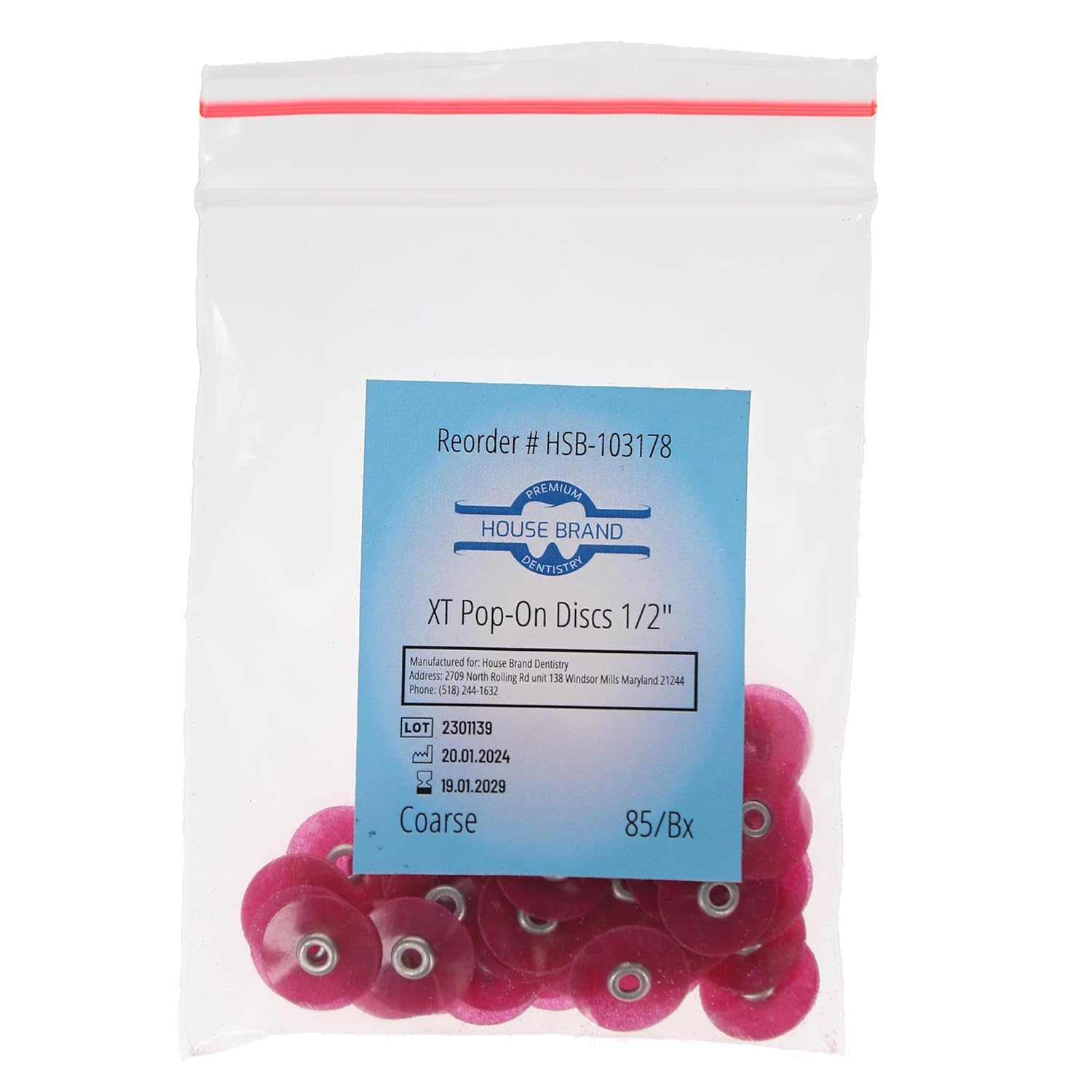 103178 HSB XT Pop-On Finishing & Polishing Discs 1/2" Coarse 85/Bx