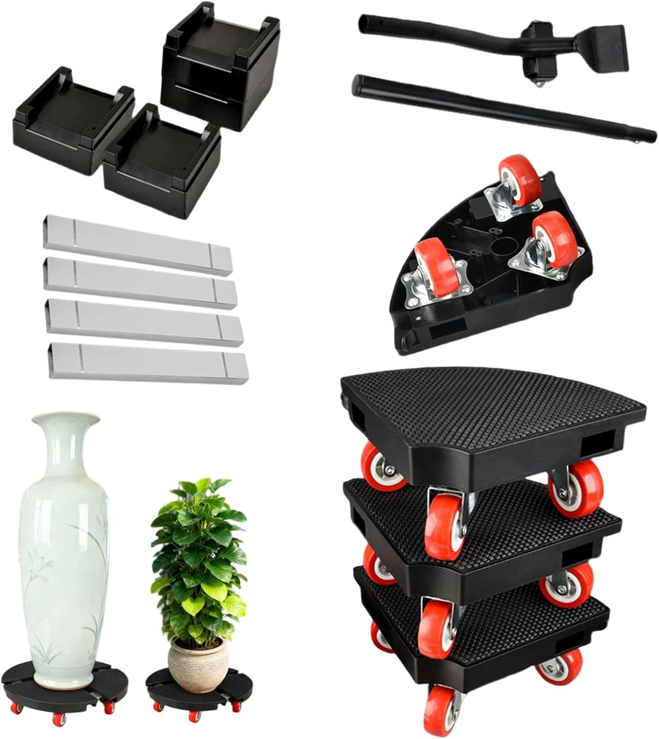 Plant Roller Cart, Adjustable Anti Slip Plant Stand With Wheels, Heavy Duty Furniture Mover For Pots Planters, Portable Indoor Outdoor Moving For Home Patio Garden Appliance Support