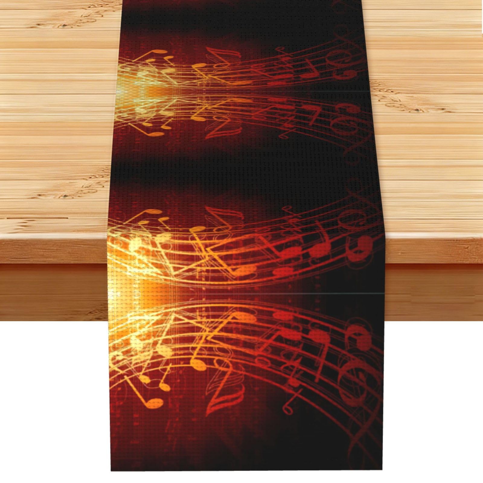 Red Flame Music Note Stylish Printed Table Cloth, Decorative Table Runner 13x72in for Home, Party and Banquet Home Decor