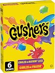 BETTY CROCKER GUSHERS Saveurs Raisin et Tropical, Snacks Fruités Saveur Fraise, Paquet de 6 Sachets de Snacks Fruités, Paquet Varié