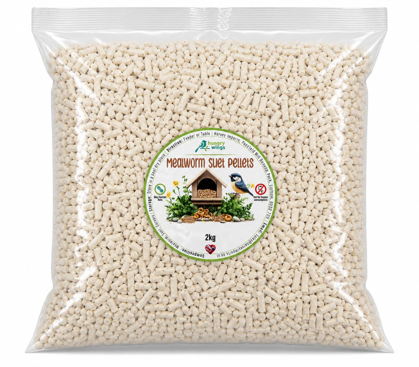 Wild Bird Food (2kg, Mealworm Suet Pellets)