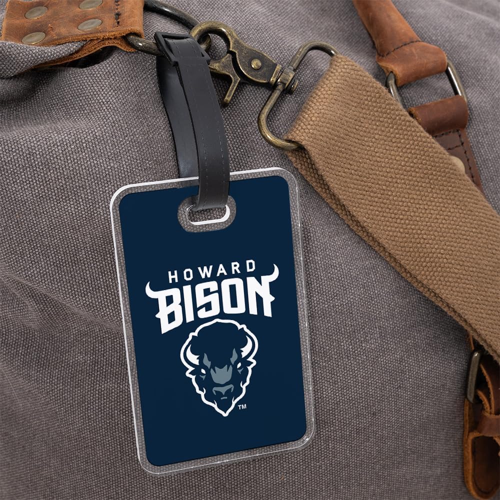 Desert Cactus Howard University Luggage Tag – Official HU Bison 2 Pack Travel ID Label for Suitcases, Bags, and Carry-Ons (2-Pack Acrylic Luggage Tag A)