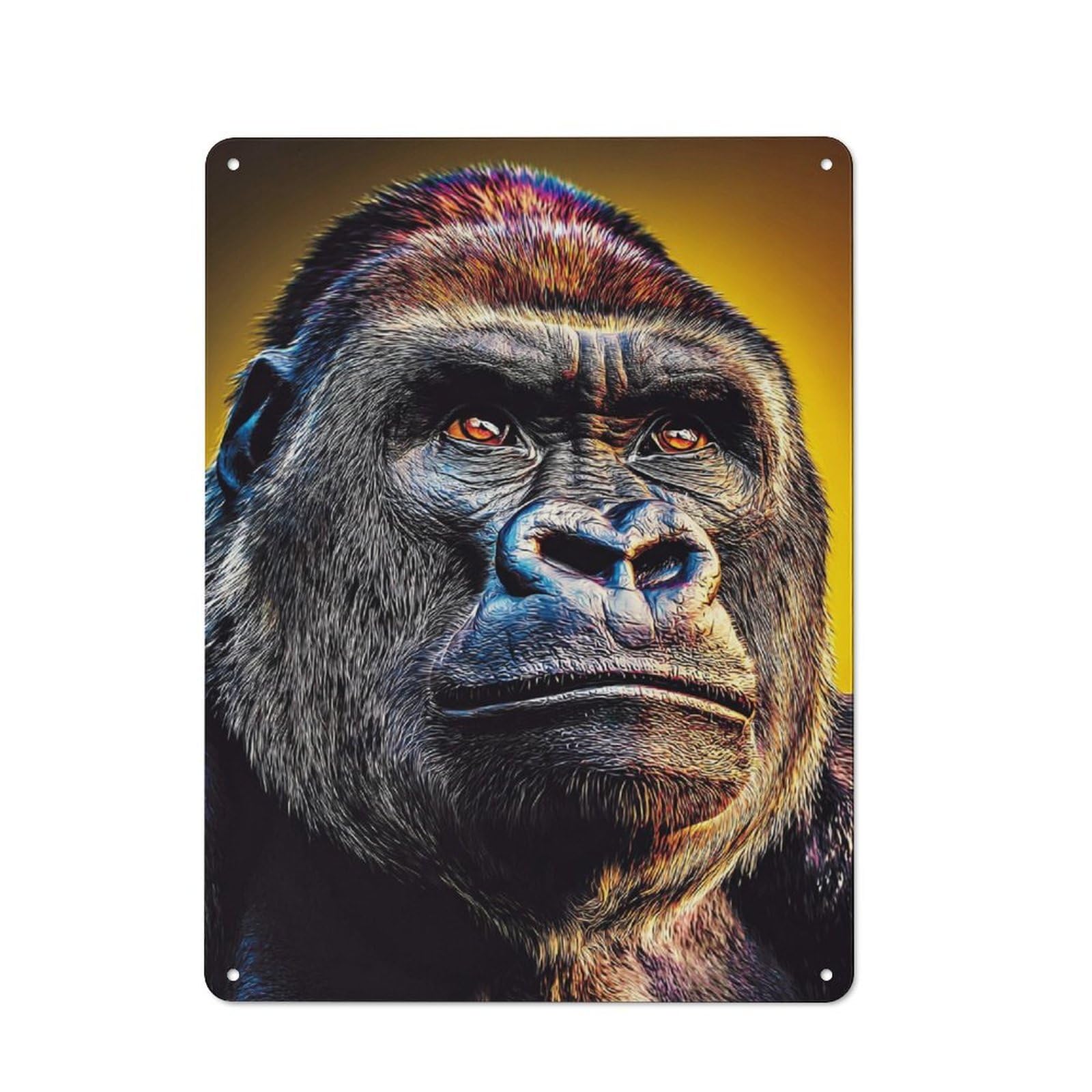 Junmoney Colorful Gorilla Portrait -4 Modern Retro Metal Wall Decor 40X30cm, Metal Wall Sign For Loft, Studio, Office Or Creative Room