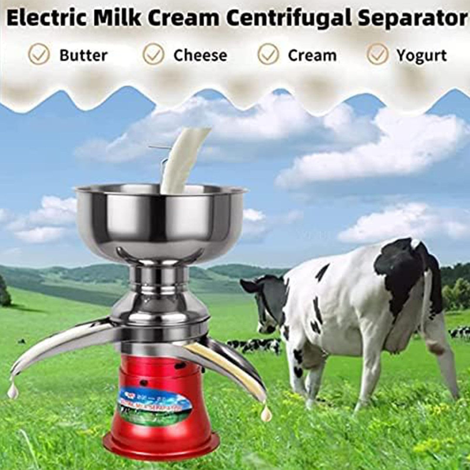 Kremowy separator odśrodkowy, kuchenna maszyna do śmietany, zamień mleko pełne w śmietankę i odtłuszczone mleko, 110 V