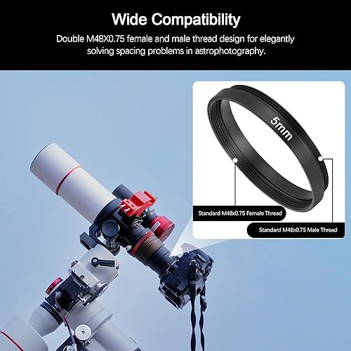 Miniatura 3 de astromania astronómico 2"m48-extension Tubo Kit para cámaras y ocularesLongitud 5mm 8mm 10mm 30mmM48X 0,75a ambos lados