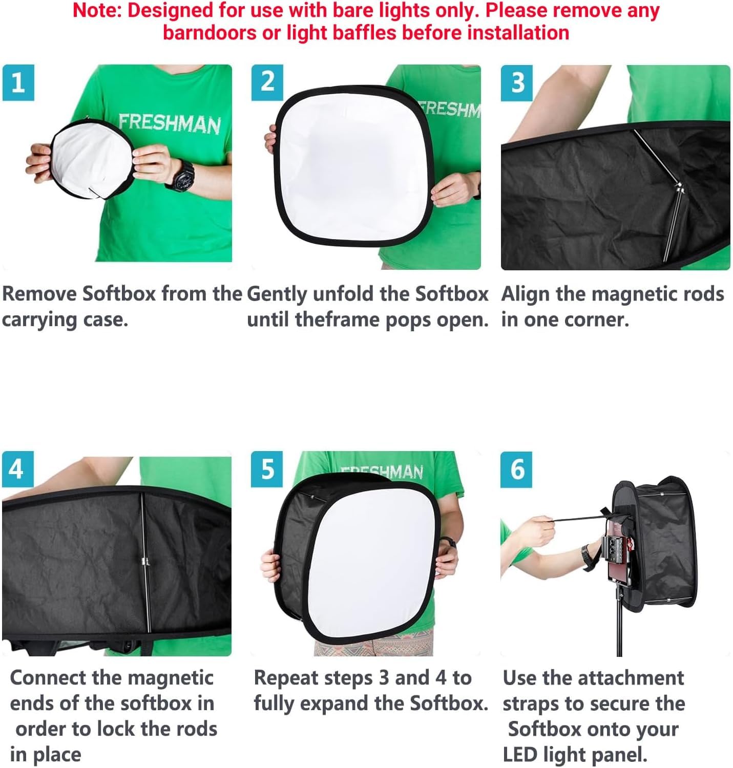 NEEWER Paquete de 2 Softbox de Panel de Luz LED para Luz de Video 660 480, Difusor de Luz Plegable Exterior 16.3"x6.5" Interior 9.8"x8.7" para Grabación de Video en Estudio Fotográfico