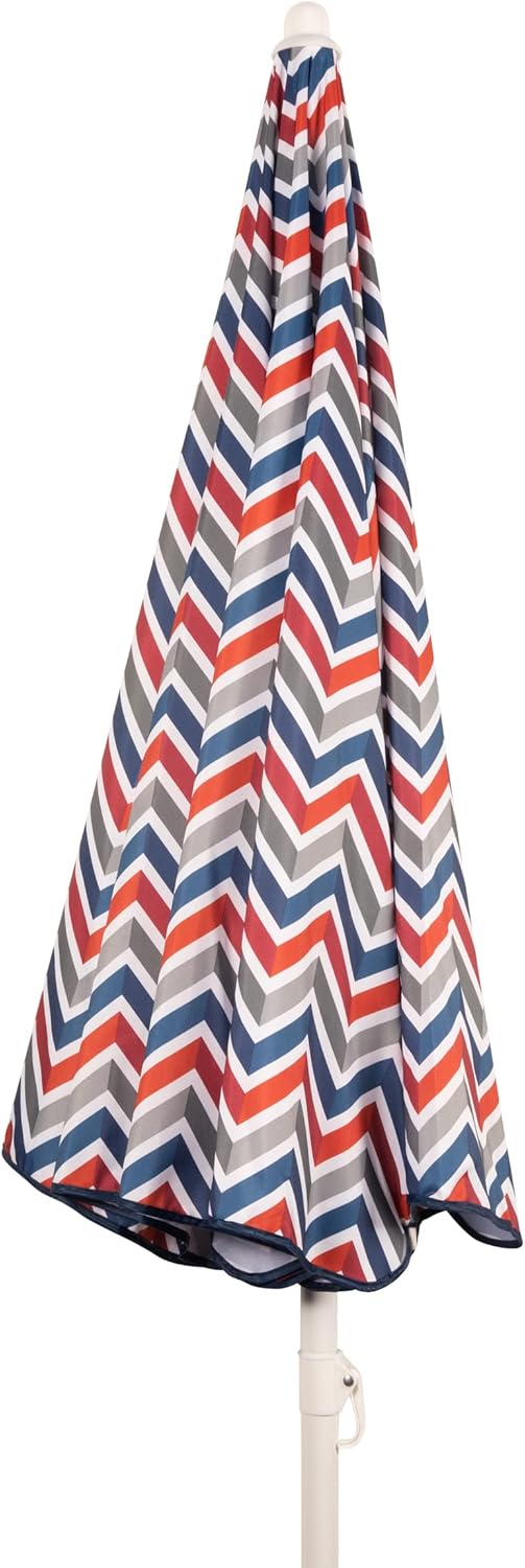 PICNIC TIME 5.5 Ft Portable Beach Umbrella, Lightweight UV Protection Sunshade with Tilt Pole & Carry Bag, Outdoor Canopy Umbrella for Beach, Sand, Pool, Patio, Camping, Travel, or Backyard Shade, (Vibe Collection - Navy Blue, Orange, & Gray Pattern)