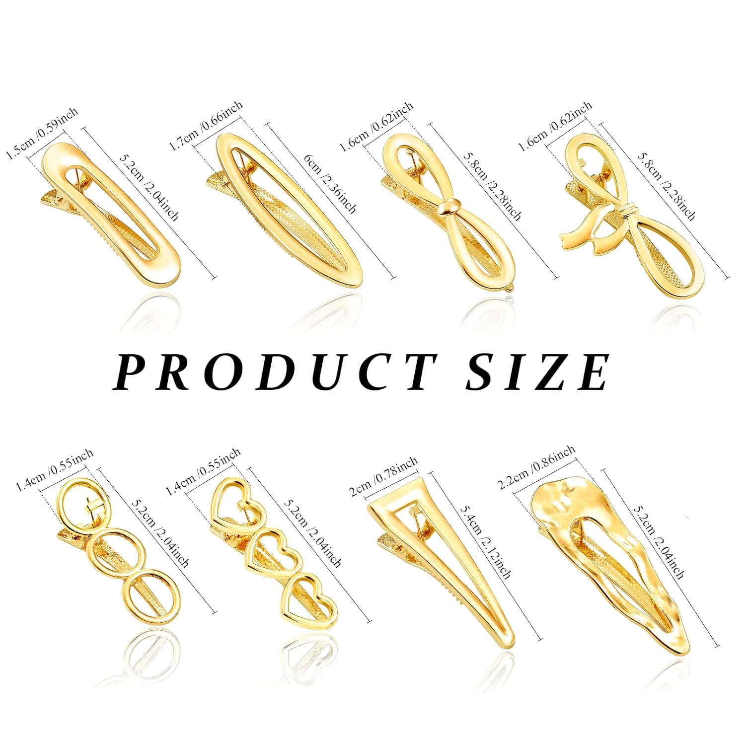 CWJCYTNSN 8 PCS Gold Hair Clips for Women, Metal Hair Barrettes, Small Hair Clips, Sweet Cute Snap Clips for Hair Styling - Image 5