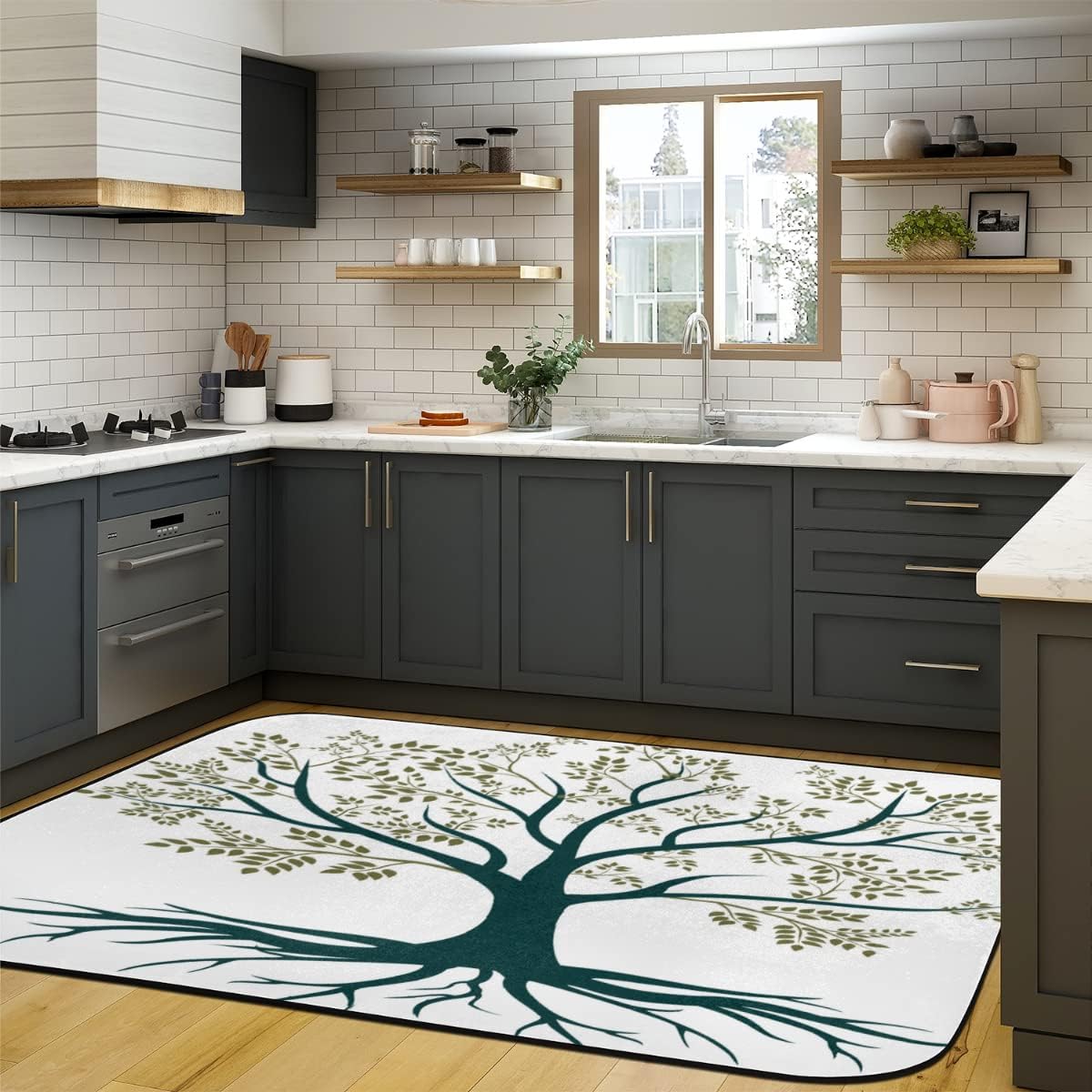 5' x 7' Cartoon Line Tree Super Soft Area Rug for Kids Baby Nursery, Nursery Decor Throw Rugs for Bedroom, Kids Room, Upgrade Anti-Skid Durable Rectangular Fuzzy Rug