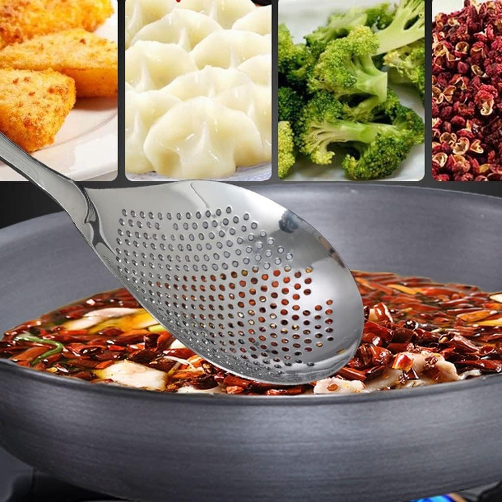 ENGENDER Strainer with Handle Cooking Skimmer Stainless Steel Colander Filter Spoon Kitchen Thickened Hot Pot Dumpling Noodle Small