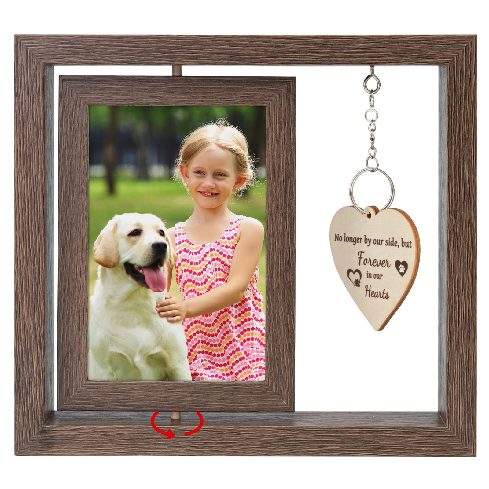 ROYUEXT Pet Memorial Photo Frame, Remembrance Gifts, 360° Rotating Suspended Design, Holds Two 6x4 Inch Photos, Remembrance Gift for Dog Lovers