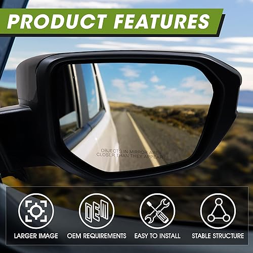 Miniatura 6 de SIZIOM Espejo lateral convexo del pasajero para Honda Civic 2016-2021 Sedan con vidrio eléctrico Plegado manual sin calefacción 3PIN Espejo