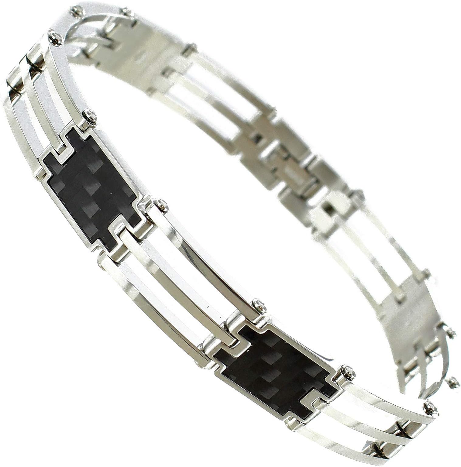 Rochet RomaSupersport Stainless Steel Carbon Fiber Modern Mens Bracelet